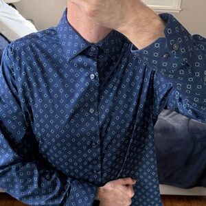 Alfani Men's Blue Patterned Shirt